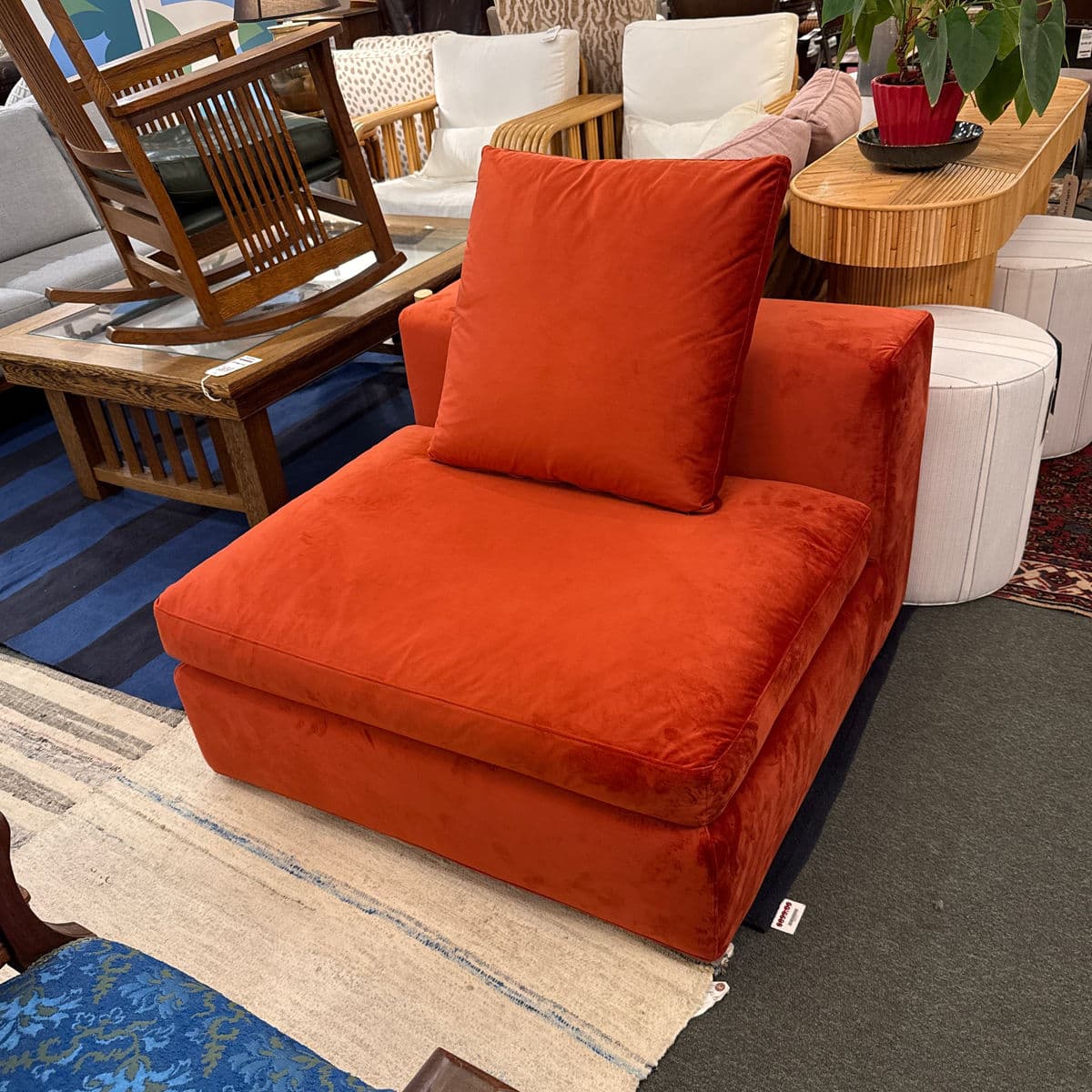 Cappellini Armless Red Slipcovered Chair + Pillow - Thumbnail 6