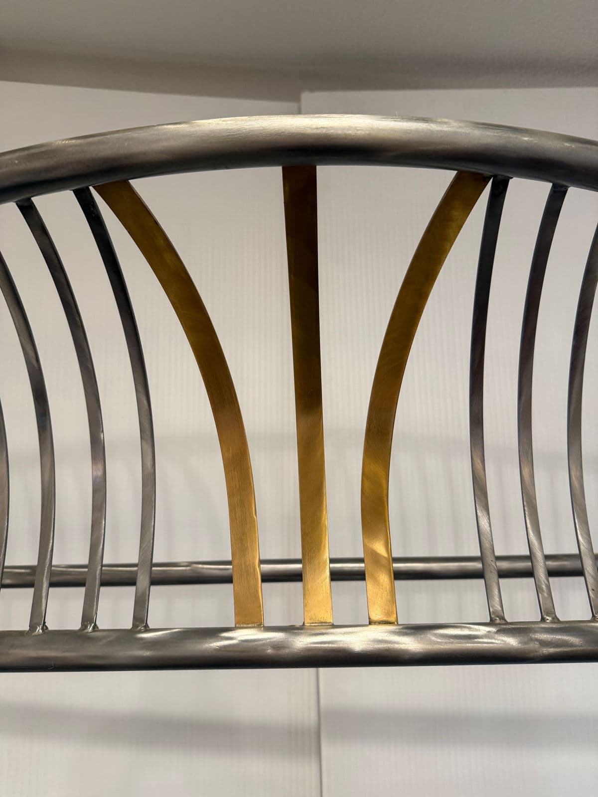 Vintage Custom Design Art Deco Brushed Steel + Brass Bakers Rack - Thumbnail 5