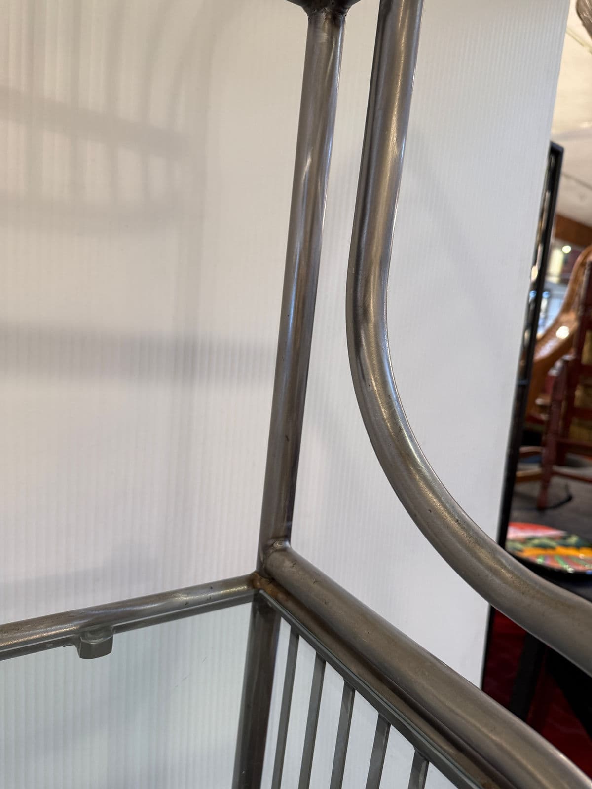 Vintage Custom Design Art Deco Brushed Steel + Brass Bakers Rack - Thumbnail 9