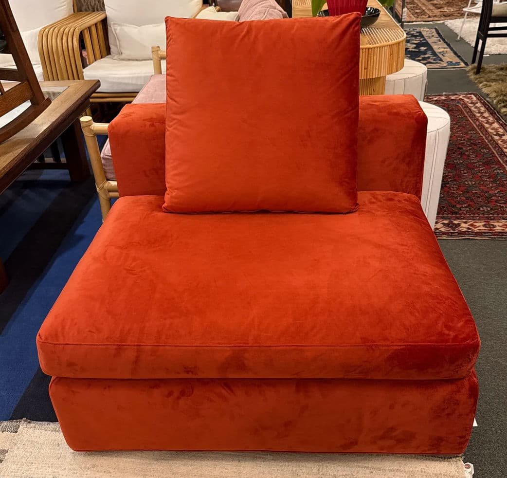 Cappellini Armless Red Slipcovered Chair + Pillow - Thumbnail 3