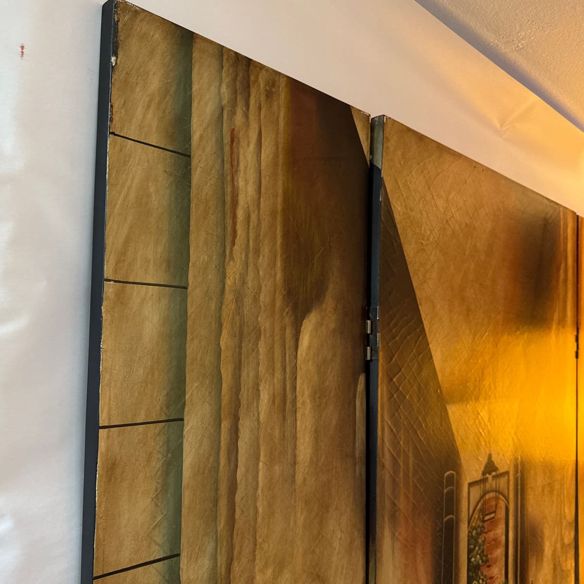 Late 20th Century "Passage to Walled Garden" Three Panel Screen - Thumbnail 13