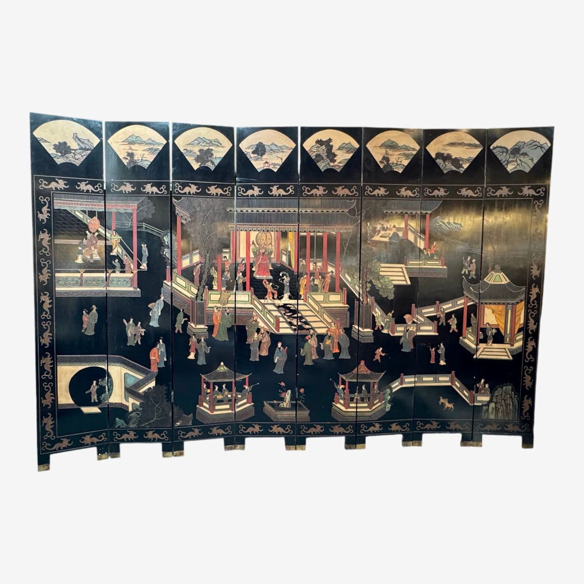 Vintage Chinese Eight Panel Lacquer Coromandel Screen - Image 1