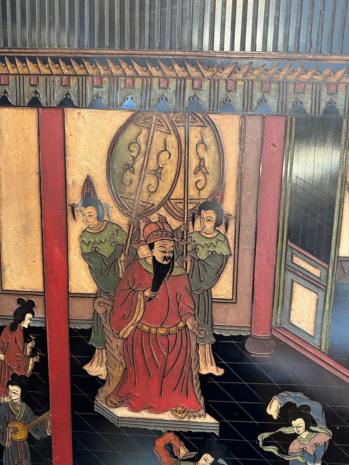 Vintage Chinese Eight Panel Lacquer Coromandel Screen - Thumbnail 14