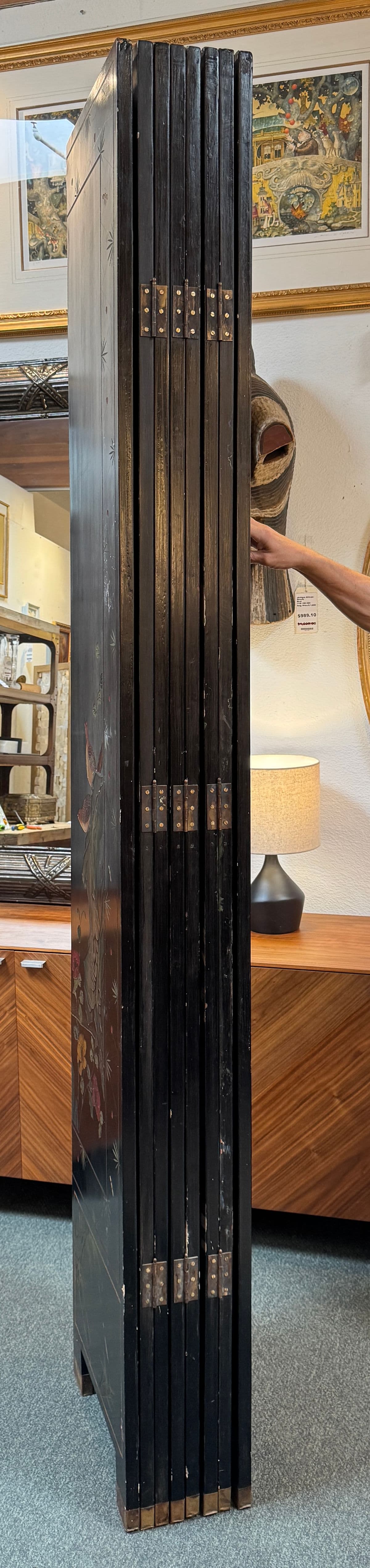 Vintage Chinese Eight Panel Lacquer Coromandel Screen - Thumbnail 9