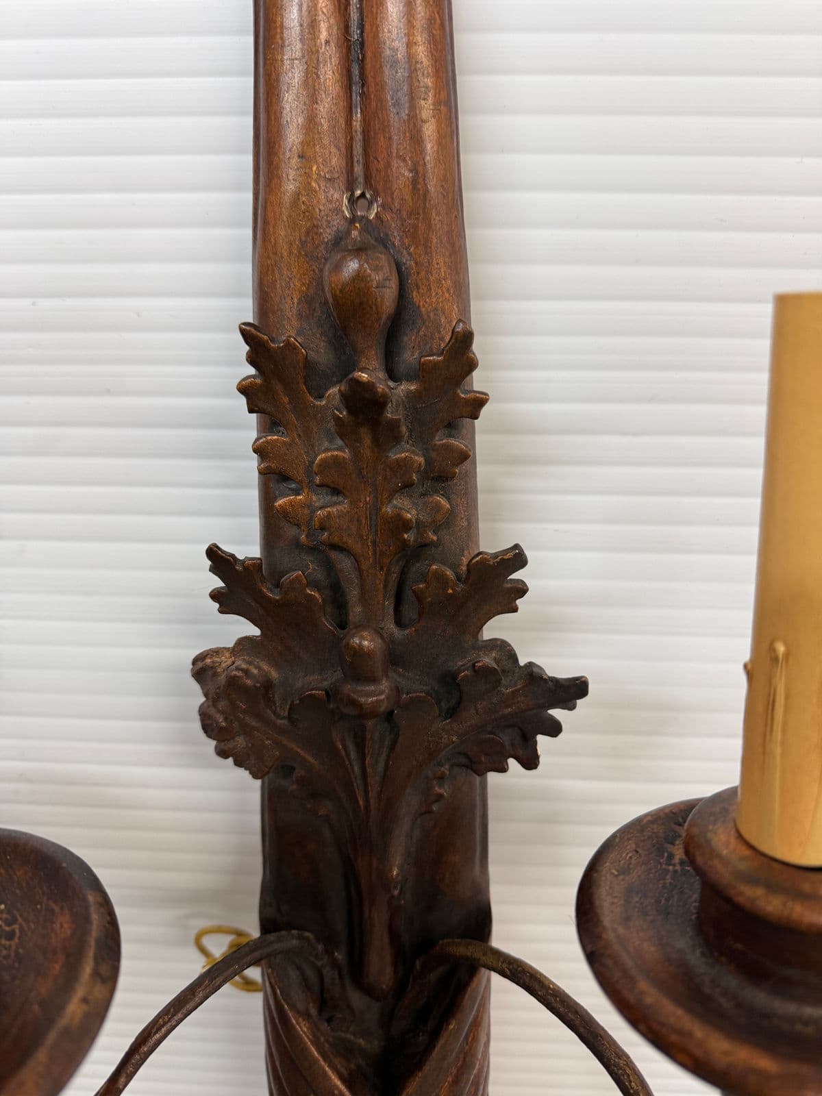 Antique Carved Wood Wall Sconces, Pair - Thumbnail 11