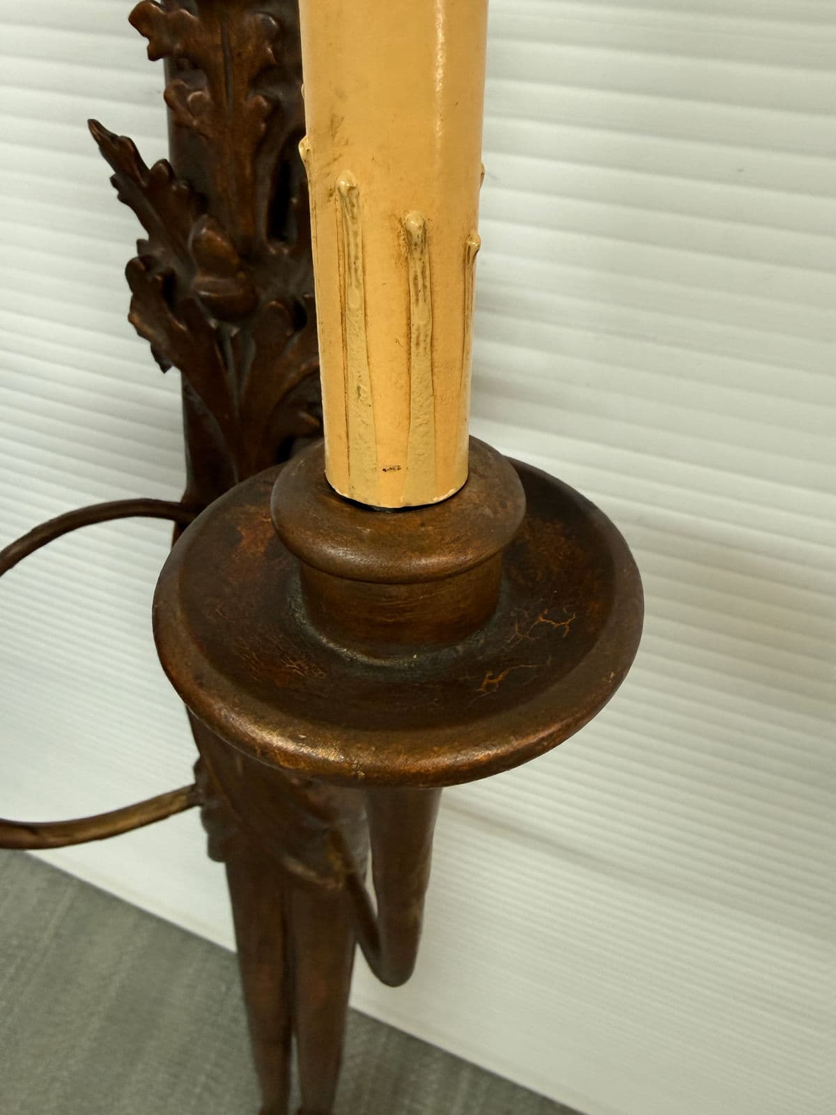 Antique Carved Wood Wall Sconces, Pair - Thumbnail 6