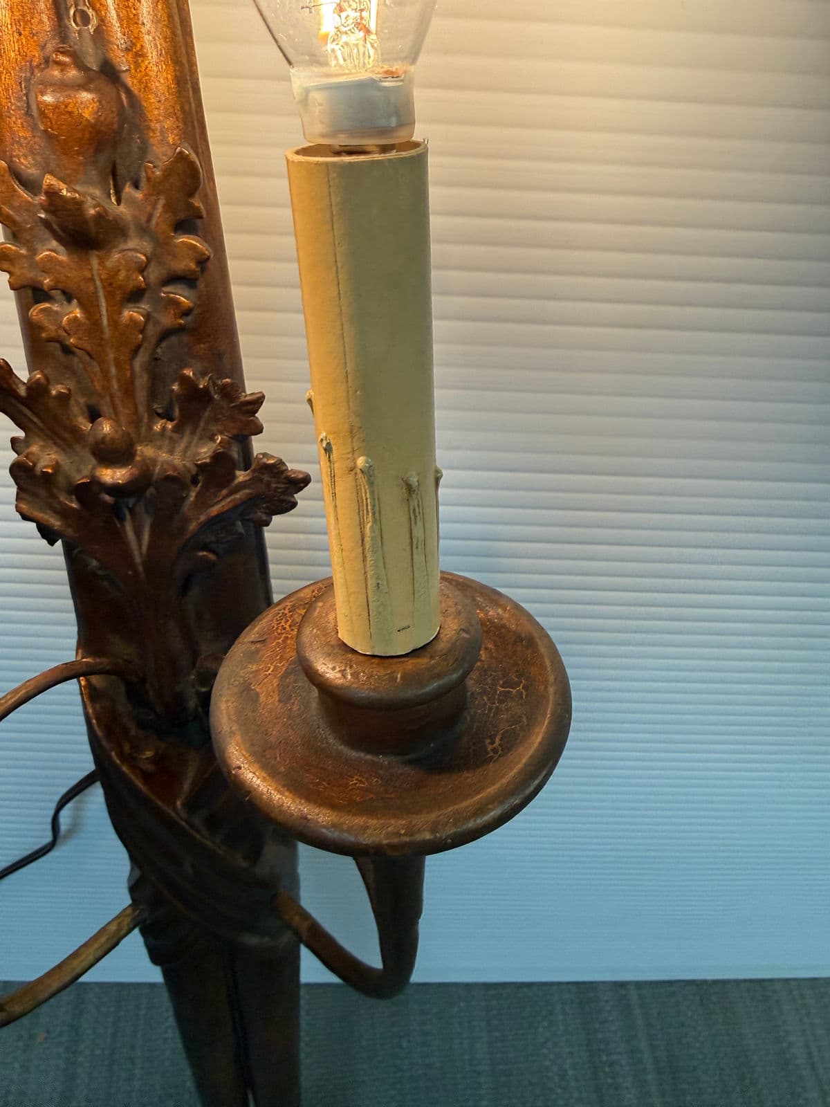 Antique Carved Wood Wall Sconces, Pair - Thumbnail 5