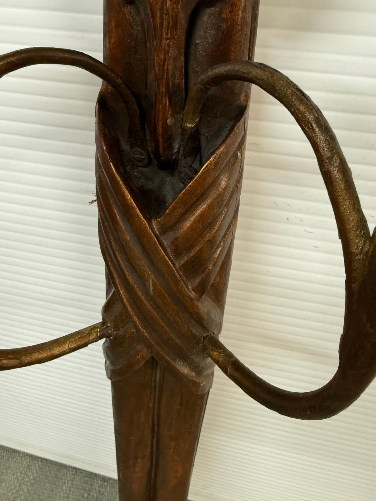 Antique Carved Wood Wall Sconces, Pair - Thumbnail 7