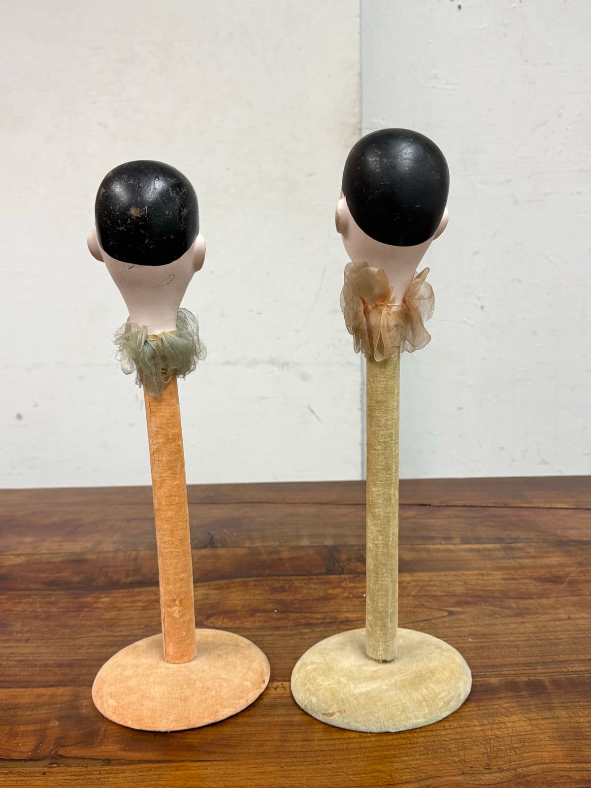 Antique Mannequin Head Hat Stands, Pair - Thumbnail 4