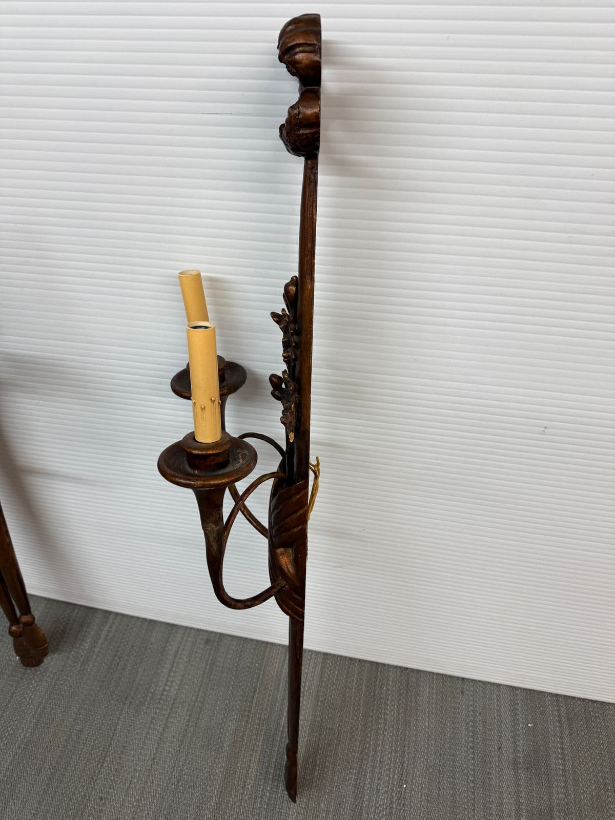 Antique Carved Wood Wall Sconces, Pair - Thumbnail 9