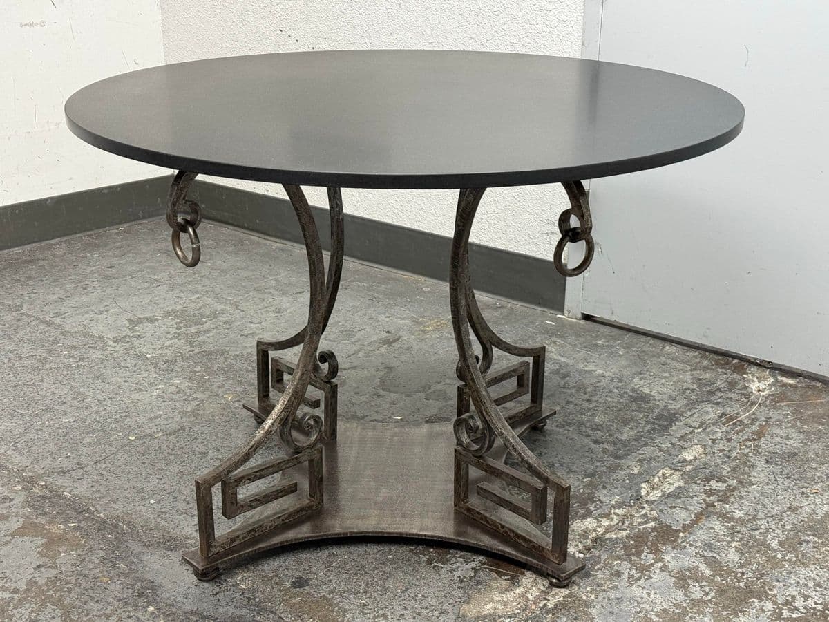 Circa 2004 Directorie Round Iron + Marble Top Table - Thumbnail 5