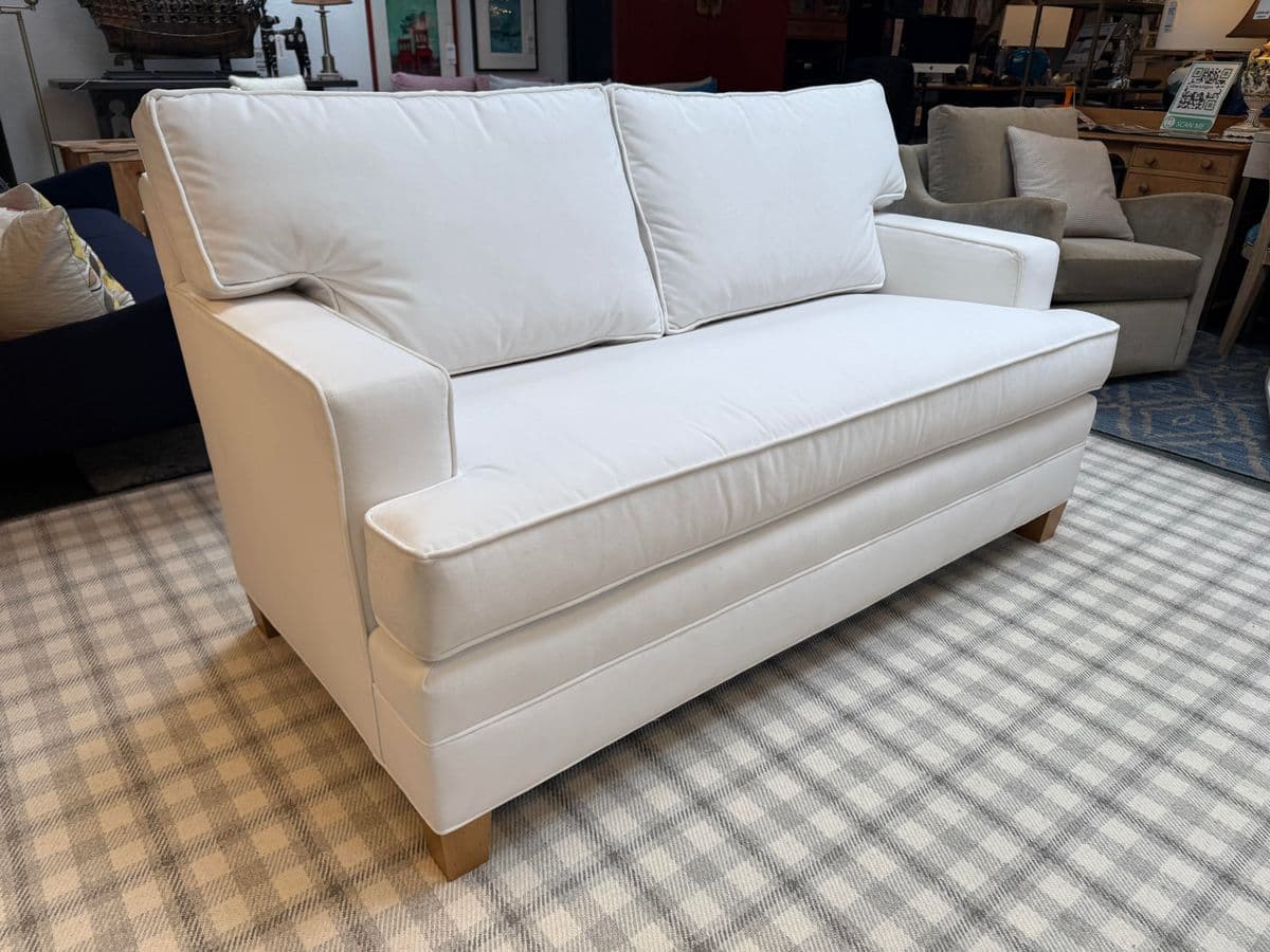Sunrise Home + Hickory Chair Company White Velvet Loveseat - Thumbnail 4