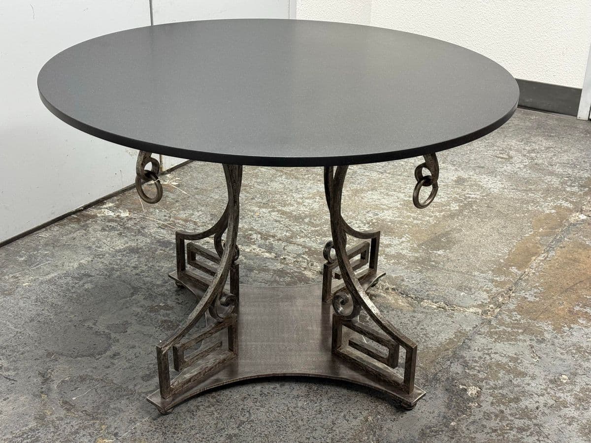 Circa 2004 Directorie Round Iron + Marble Top Table - Thumbnail 3