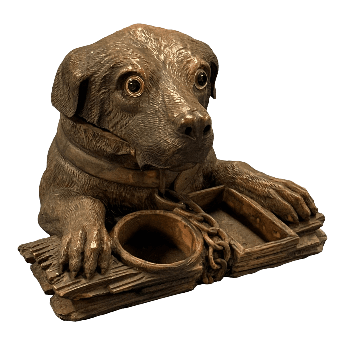 Circa 1860 Walnut Black Forest Dog Tobacco Box - Thumbnail 2