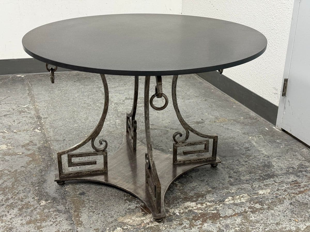 Circa 2004 Directorie Round Iron + Marble Top Table - Thumbnail 4
