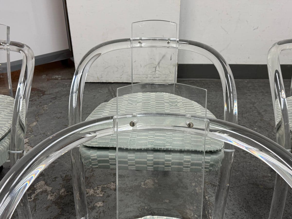 Mid 20th Century Charles Hollis Jones Lucite Chairs + Casters, Set of Four. - Thumbnail 7