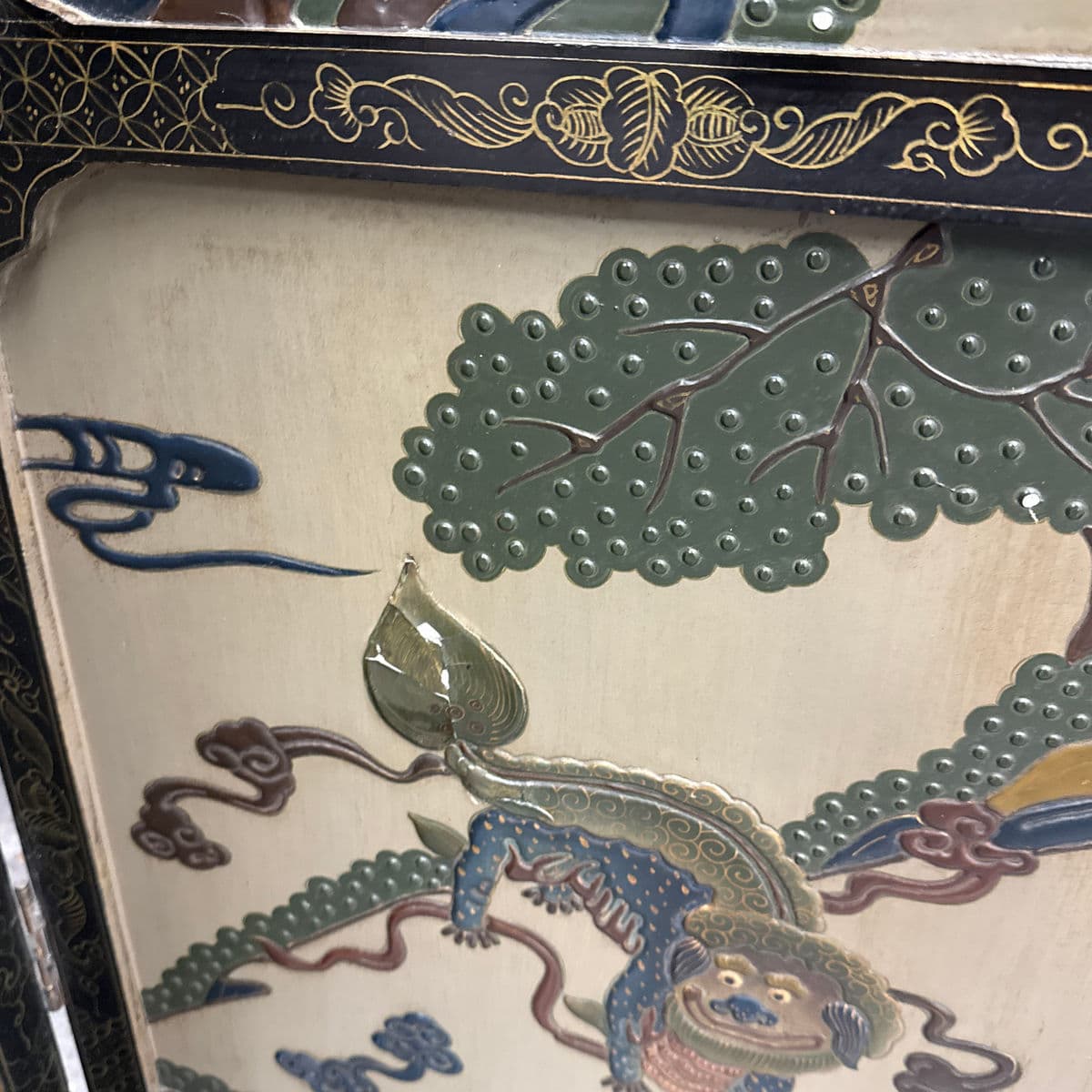 Asian Antique Inspired Double Sided Folding Screen - Thumbnail 12