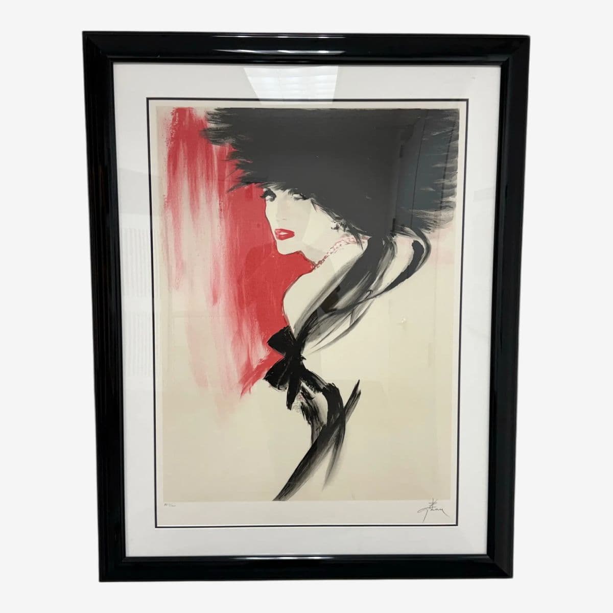 Circa 1990 Fashion Illustrator René Gruau "La Belle en Noir" Artist Proof, Framed - Image 1
