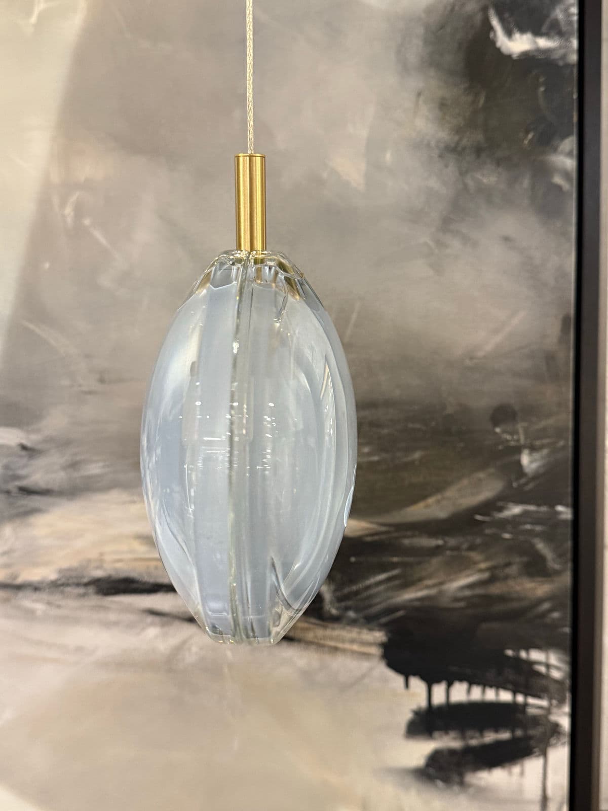 Bomma Lens Single Pendant, White With Brass - Thumbnail 4