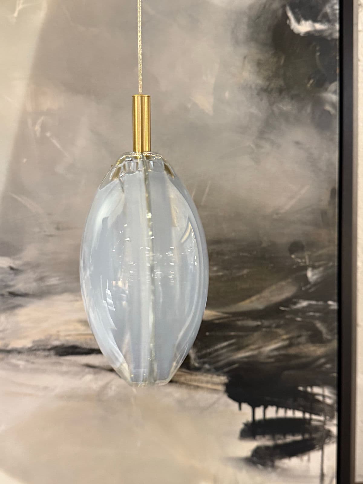 Bomma Lens Single Pendant, White With Brass - Thumbnail 5