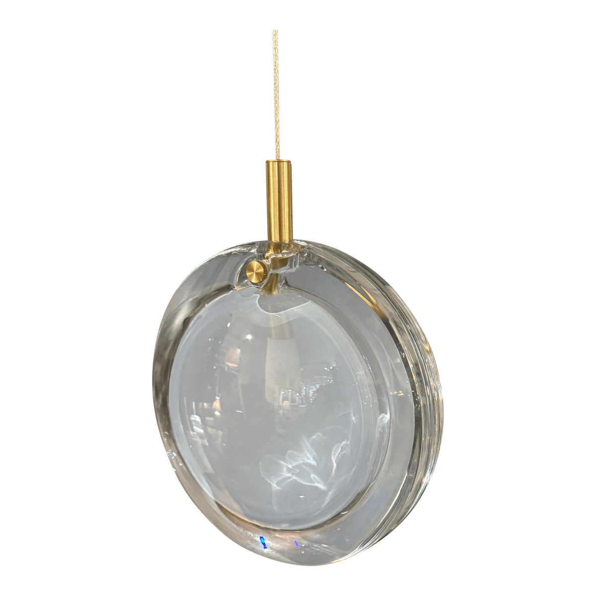Bomma Lens Single Pendant, White With Brass - Thumbnail 2