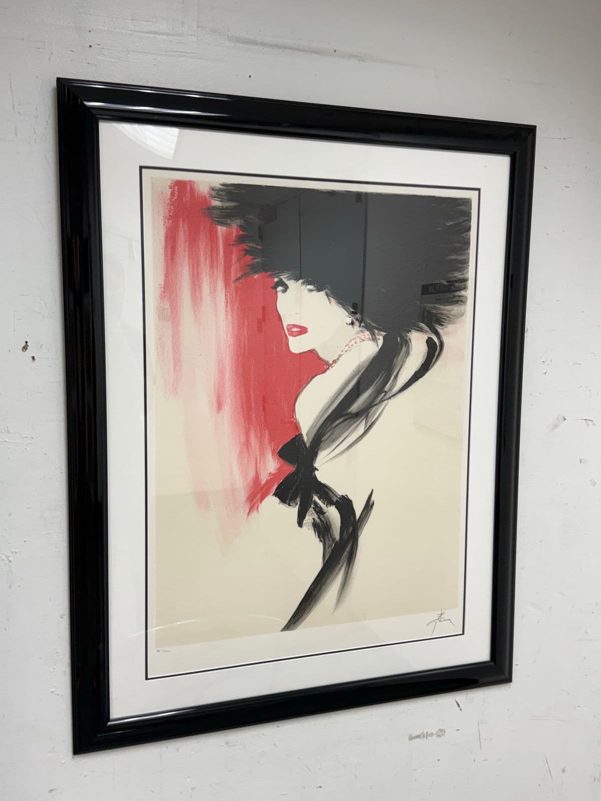 Circa 1990 Fashion Illustrator René Gruau "La Belle en Noir" Artist Proof, Framed - Thumbnail 3