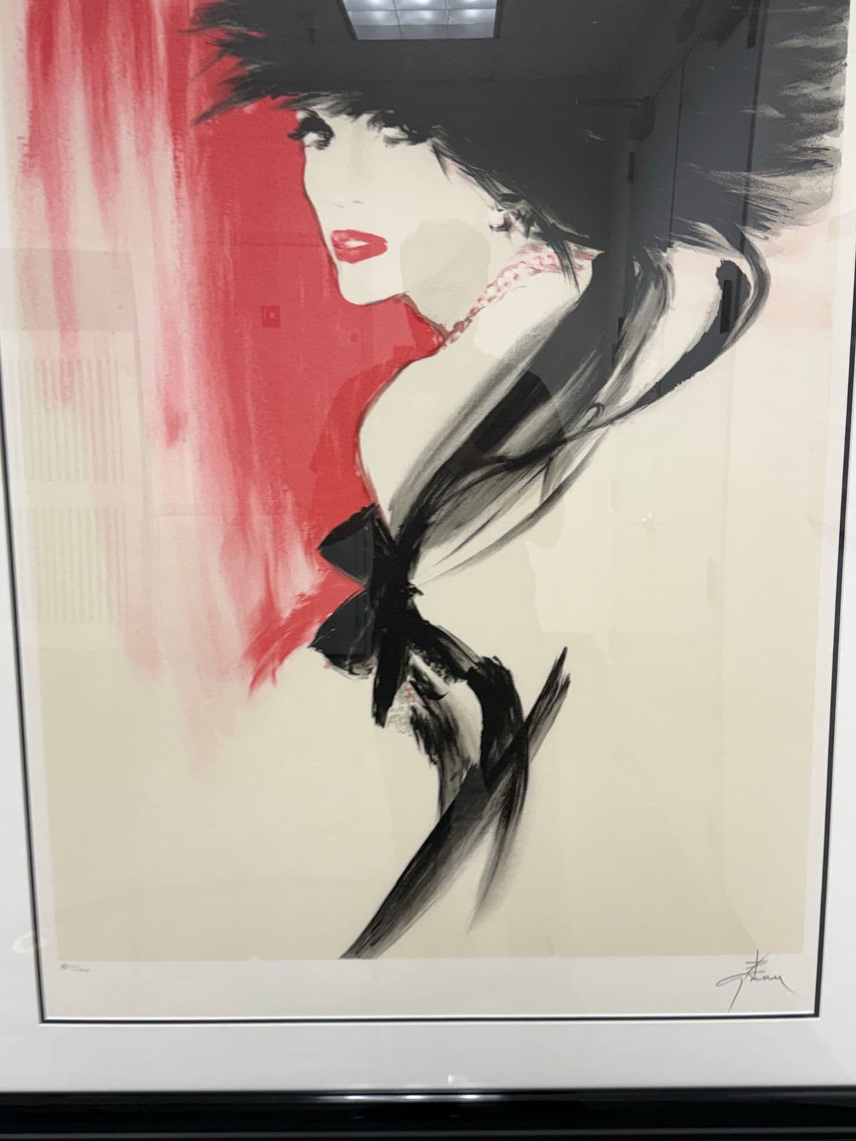 Circa 1990 Fashion Illustrator René Gruau "La Belle en Noir" Artist Proof, Framed - Thumbnail 7