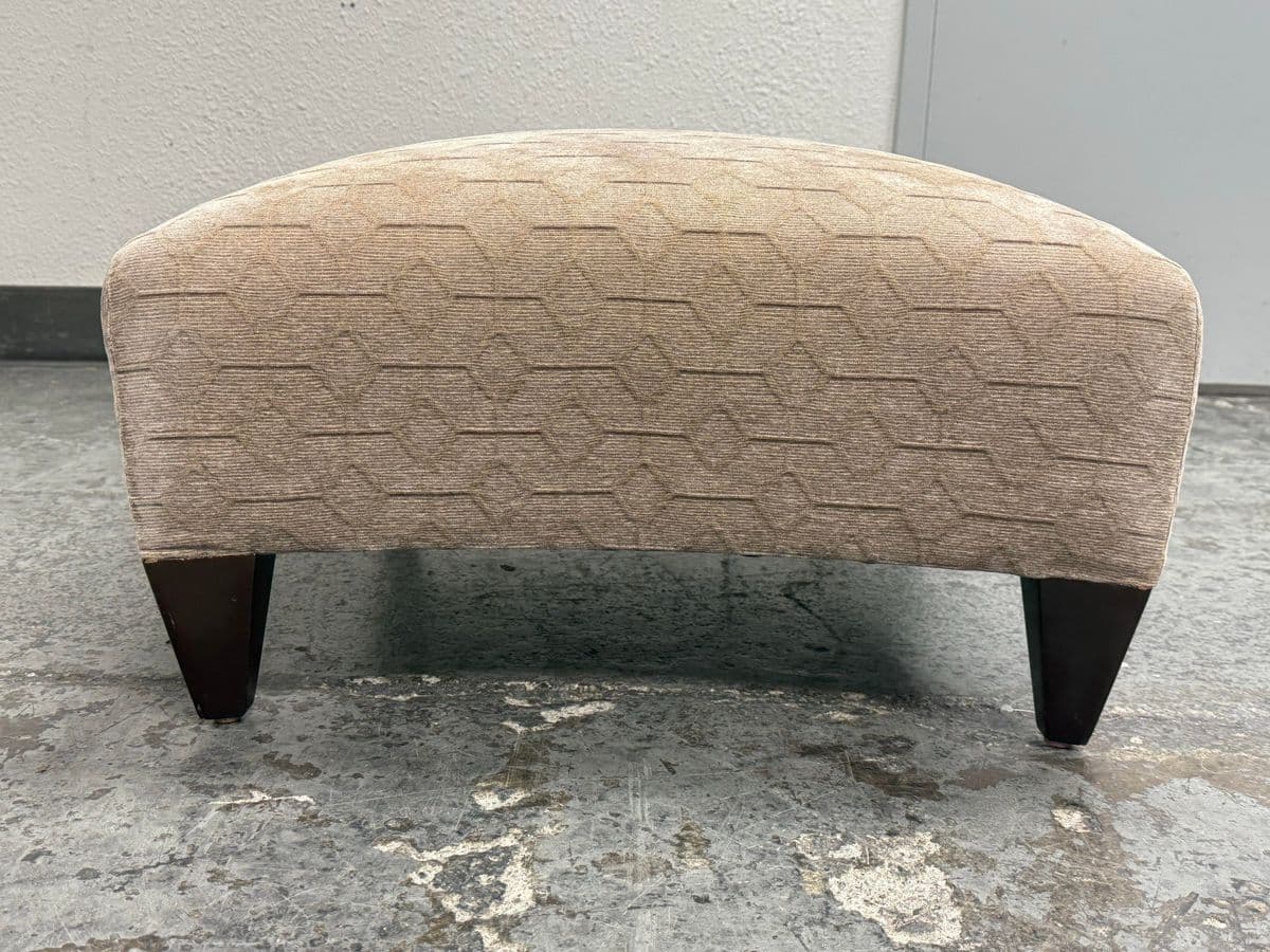 Custom Design Taupe Chenille Patterned Ottoman - Thumbnail 5