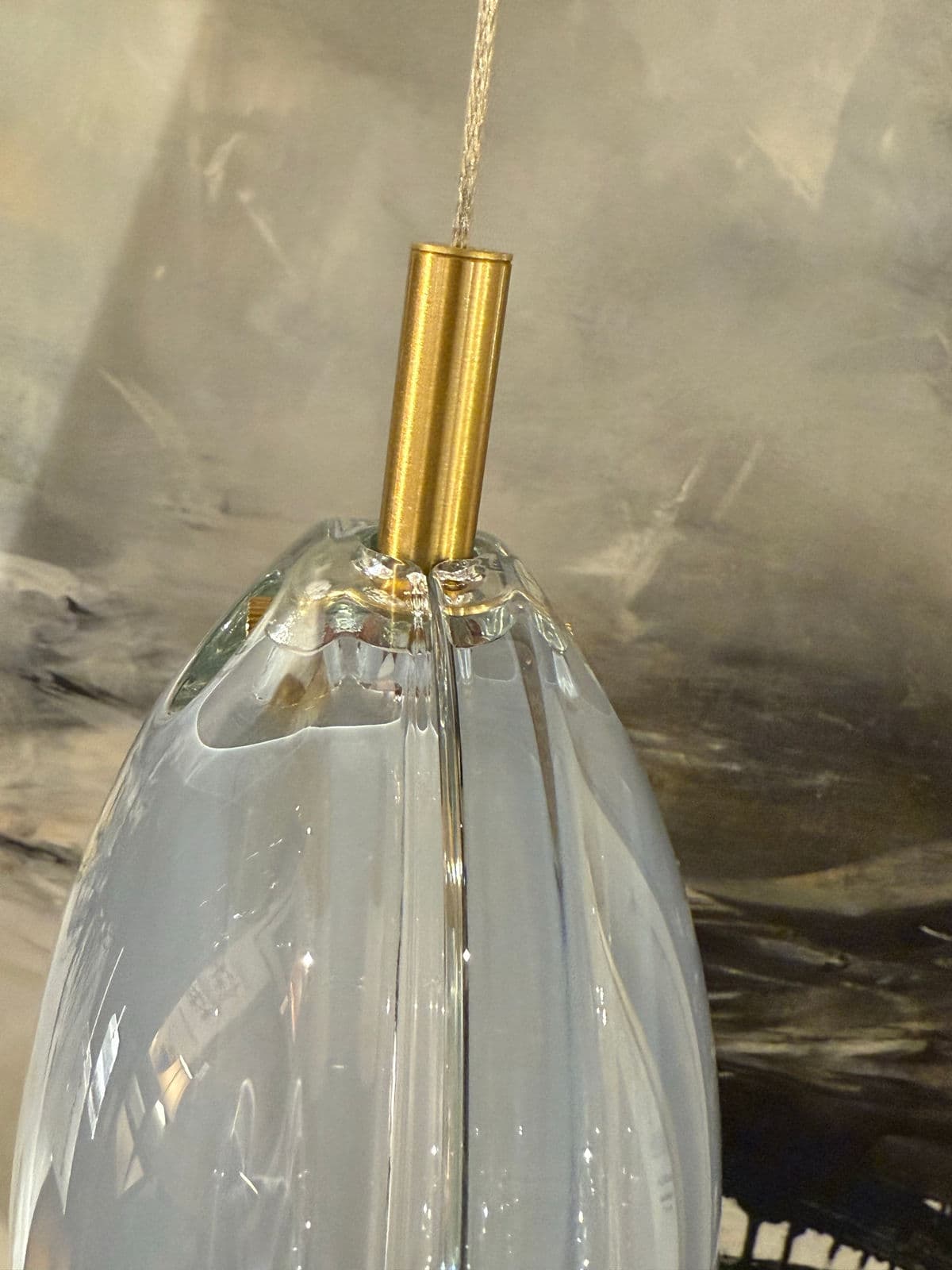 Bomma Lens Single Pendant, White With Brass - Thumbnail 9