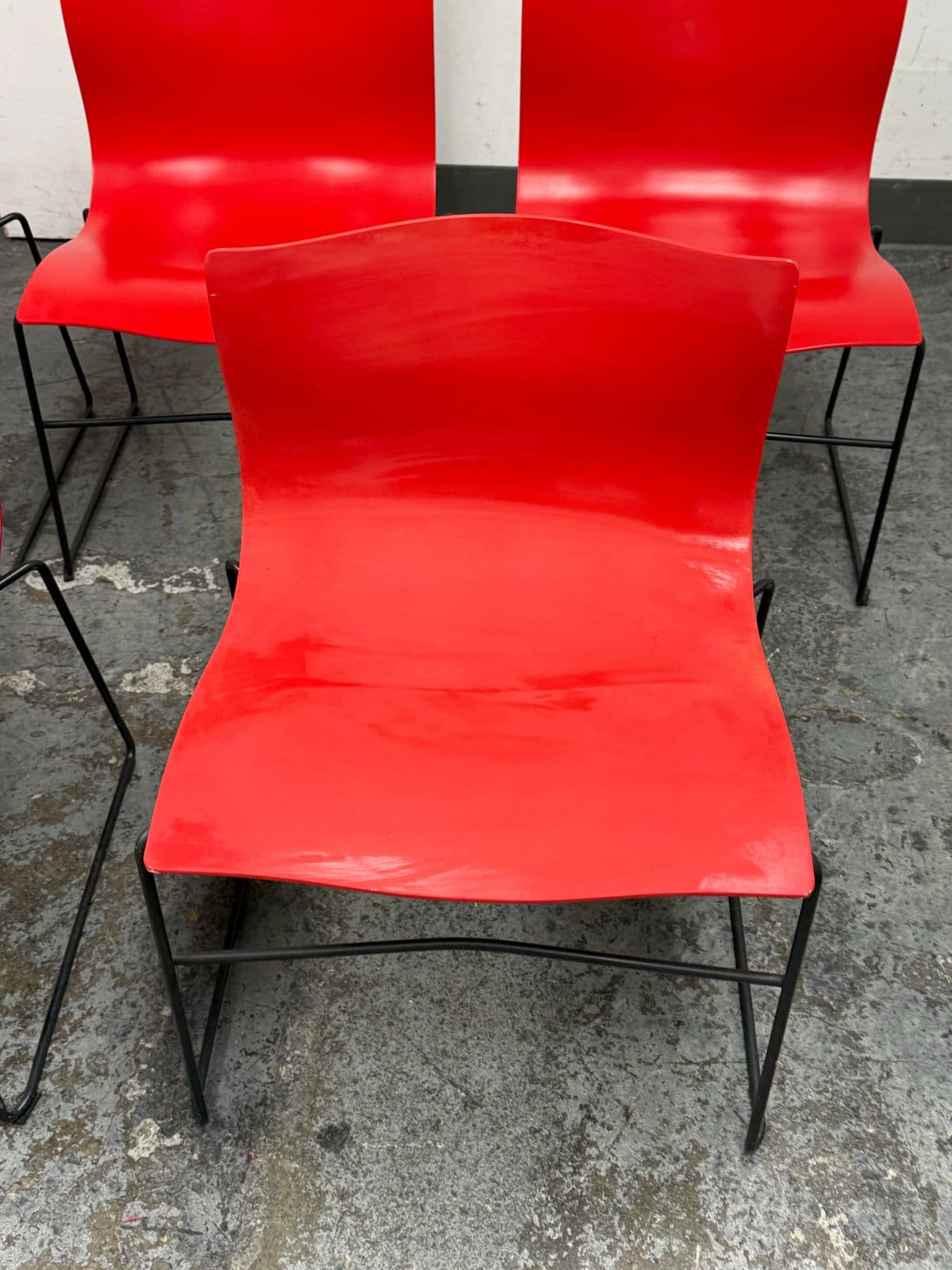 Circa 1998 Massimo Vignelli for Knoll Red Handerkerchief Chairs, Set of Five - Thumbnail 12