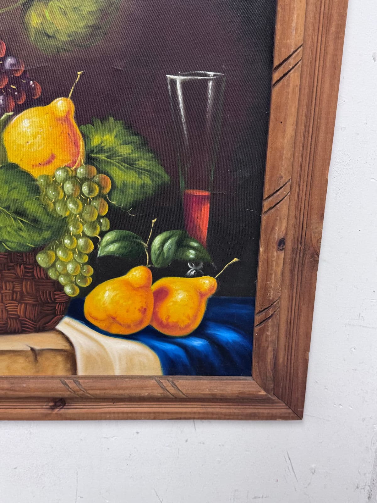 Mid 20th Century Still Life Fruit Basket Framed Painting - Thumbnail 13