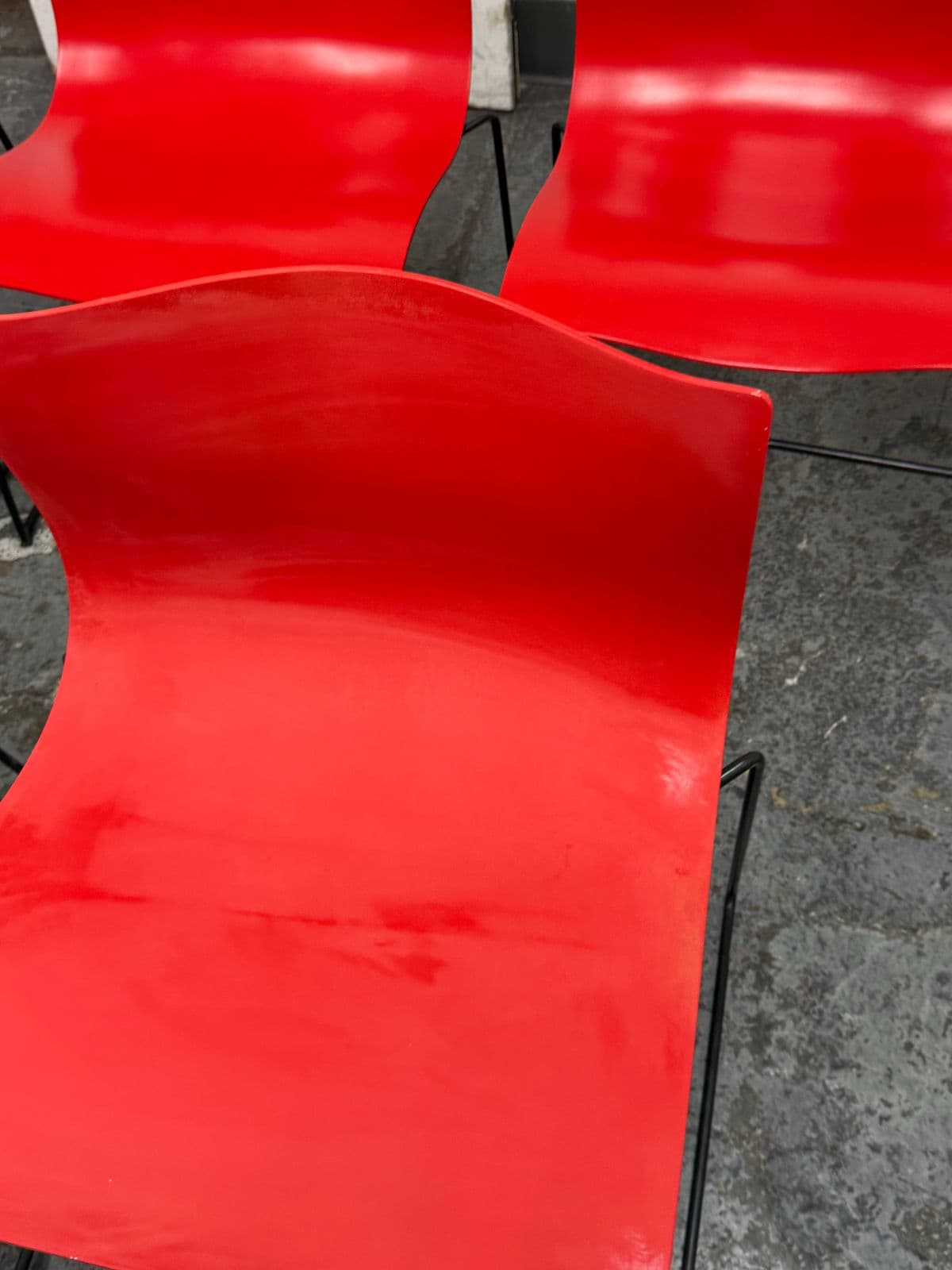 Circa 1998 Massimo Vignelli for Knoll Red Handerkerchief Chairs, Set of Five - Thumbnail 13