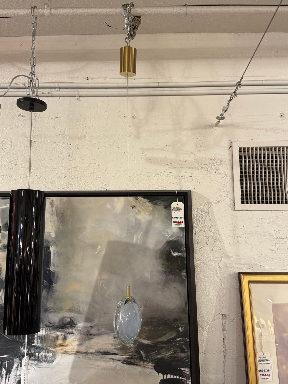 Bomma Lens Single Pendant, White With Brass - Thumbnail 8