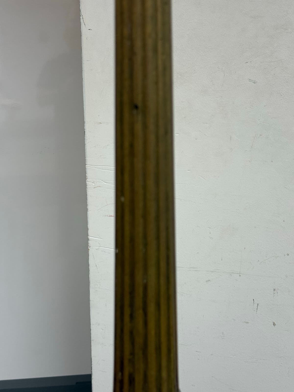 Antique Half Floor Length Table Lamp of Solid Brass + Fortuny Shade - Thumbnail 8