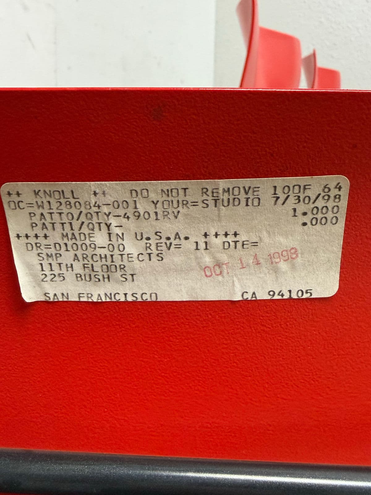 Circa 1998 Massimo Vignelli for Knoll Red Handerkerchief Chairs, Set of Five - Thumbnail 7