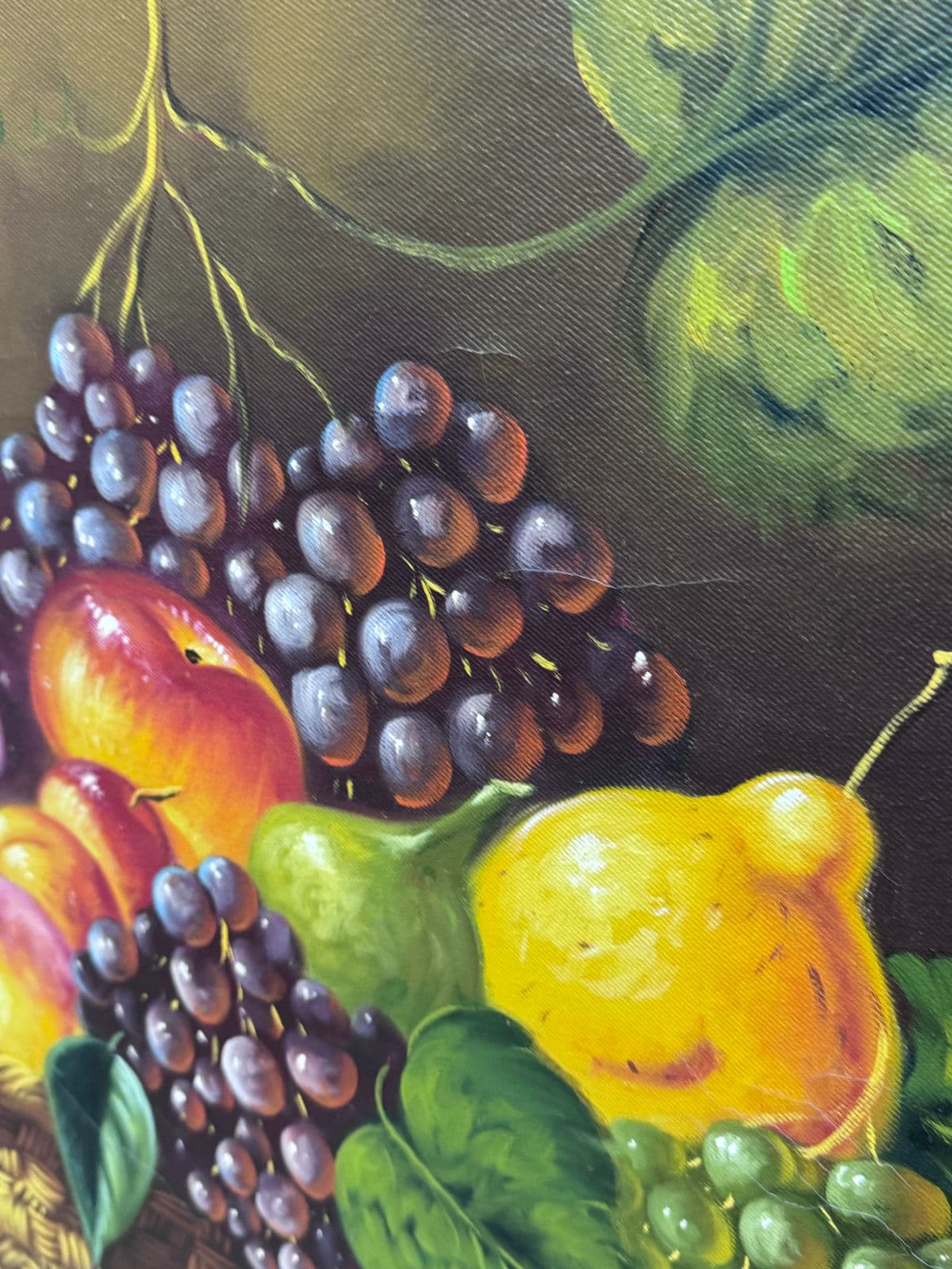 Mid 20th Century Still Life Fruit Basket Framed Painting - Thumbnail 6