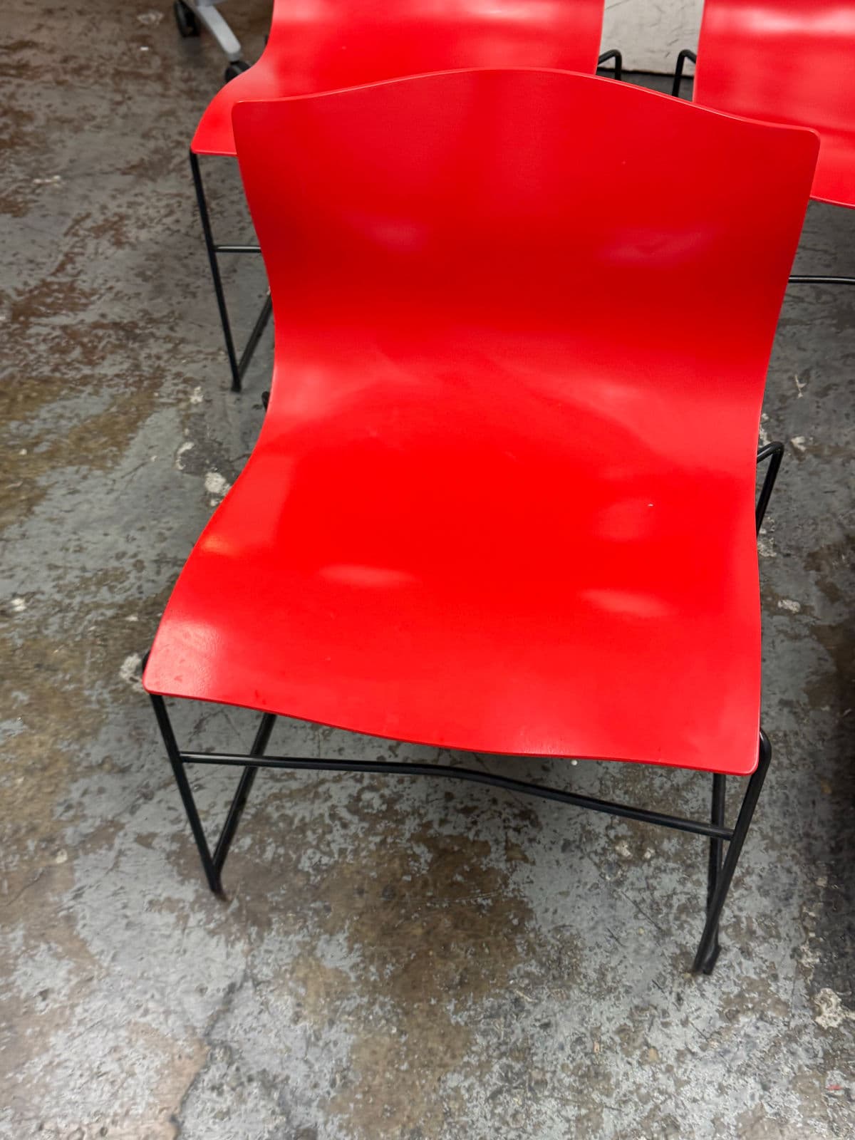 Circa 1998 Massimo Vignelli for Knoll Red Handerkerchief Chairs, Set of Five - Thumbnail 9