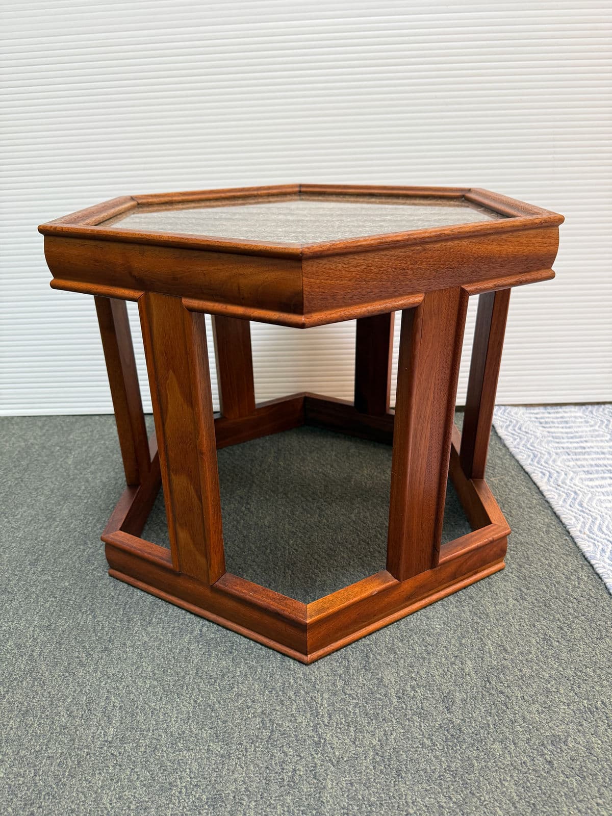 John Keal for Brown Saltman Hexagon Walnut Side Table - Thumbnail 3