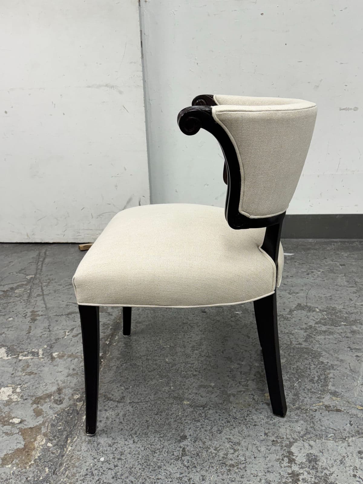 Custom Side Chair With Woven Wool Upholstery - Thumbnail 5