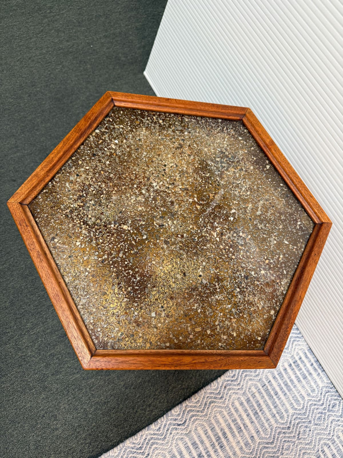 John Keal for Brown Saltman Hexagon Walnut Side Table - Thumbnail 6