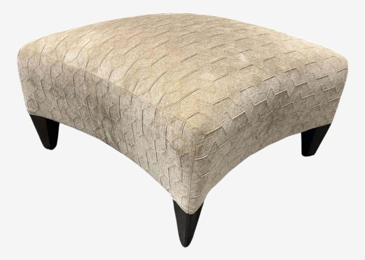 Custom Design Taupe Chenille Patterned Ottoman - Image 1