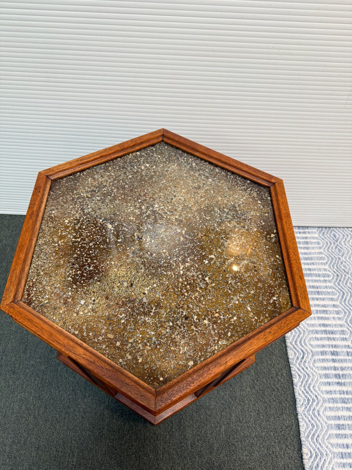 John Keal for Brown Saltman Hexagon Walnut Side Table - Thumbnail 5