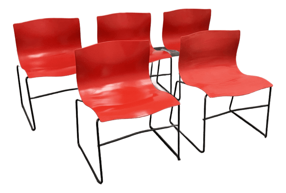 Circa 1998 Massimo Vignelli for Knoll Red Handerkerchief Chairs, Set of Five - Thumbnail 2