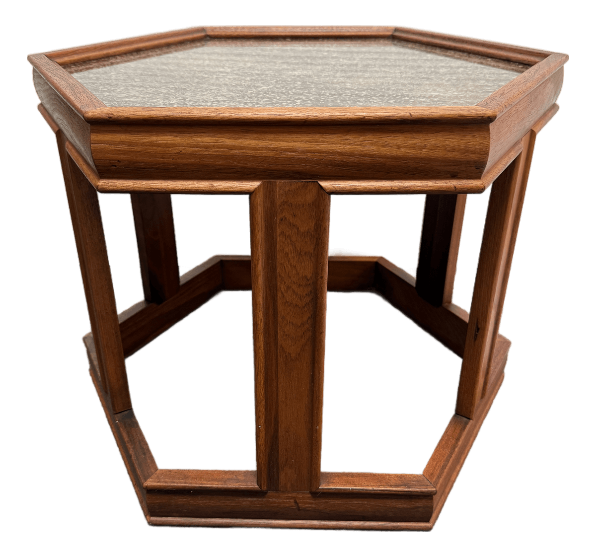 John Keal for Brown Saltman Hexagon Walnut Side Table - Thumbnail 2