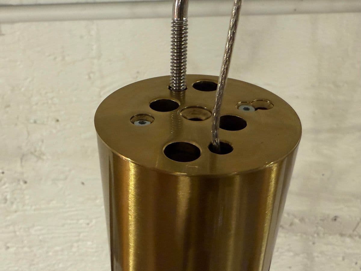 Bomma Lens Single Pendant, White With Brass - Thumbnail 13