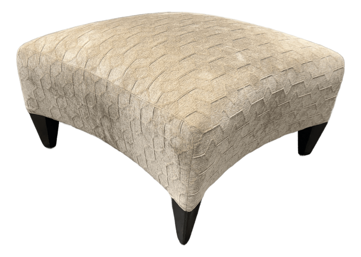 Custom Design Taupe Chenille Patterned Ottoman - Thumbnail 2