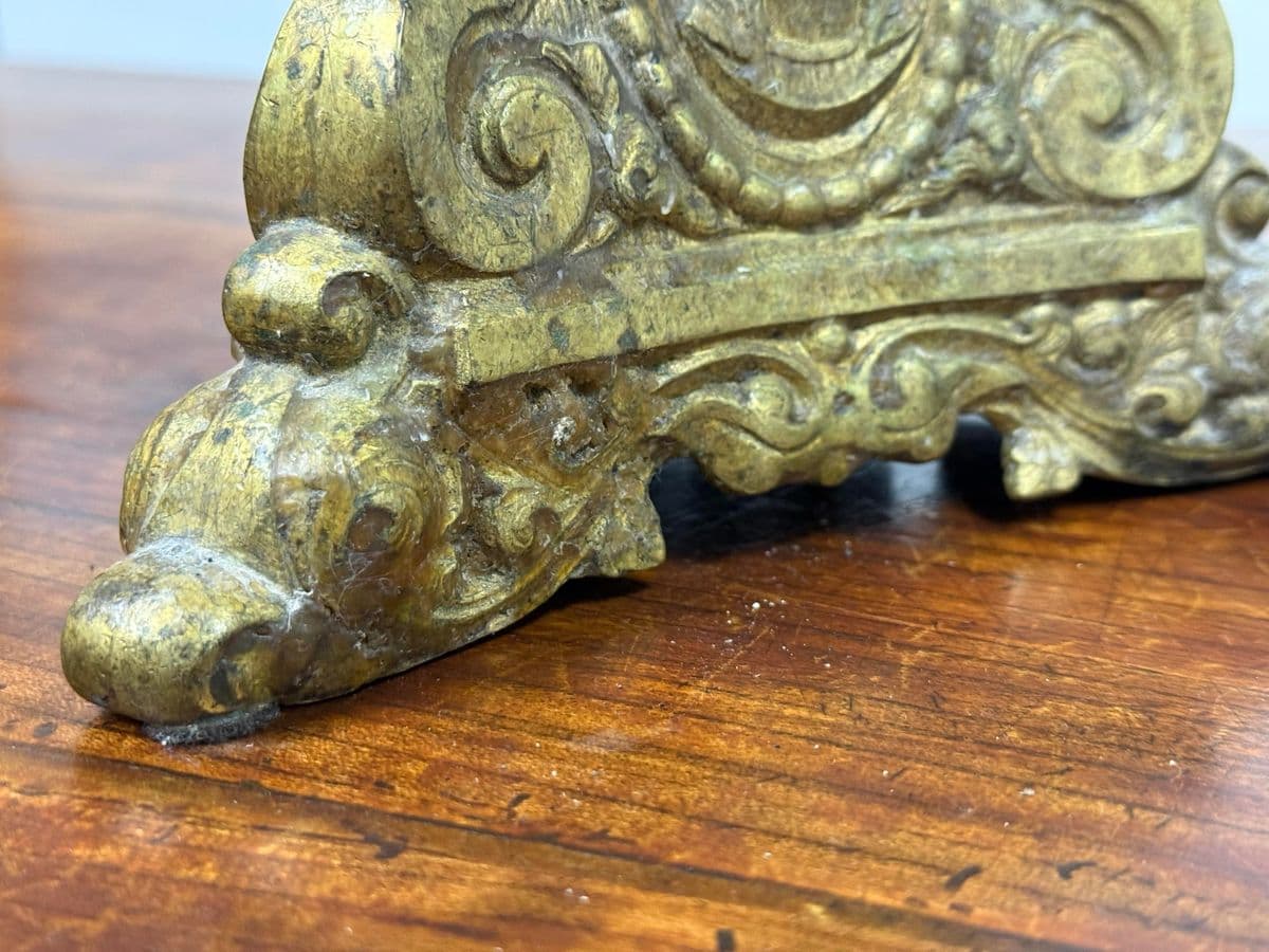 Antique Half Floor Length Table Lamp of Solid Brass + Fortuny Shade - Thumbnail 12