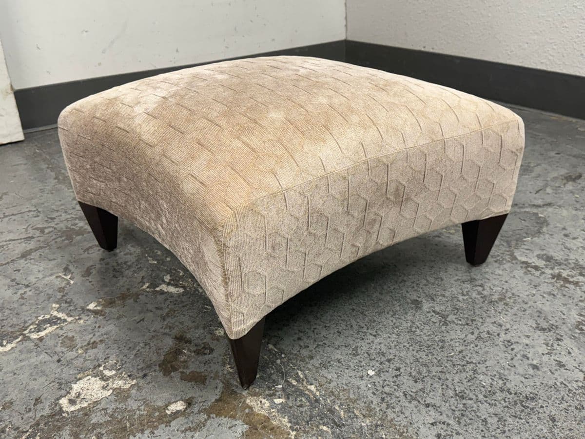 Custom Design Taupe Chenille Patterned Ottoman - Thumbnail 4