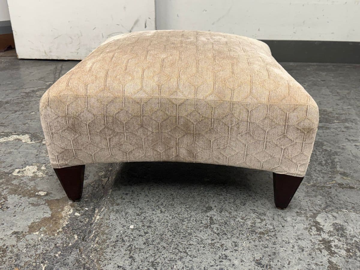 Custom Design Taupe Chenille Patterned Ottoman - Thumbnail 3