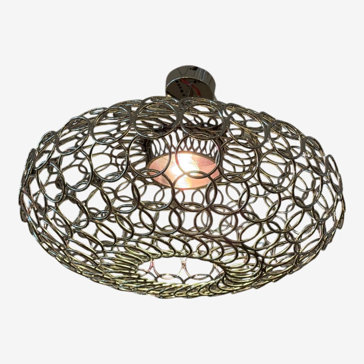 Bruno Rainaldi for Terzani Round g.r.a. Silver Nickel Ceiling Pendant - Image 1